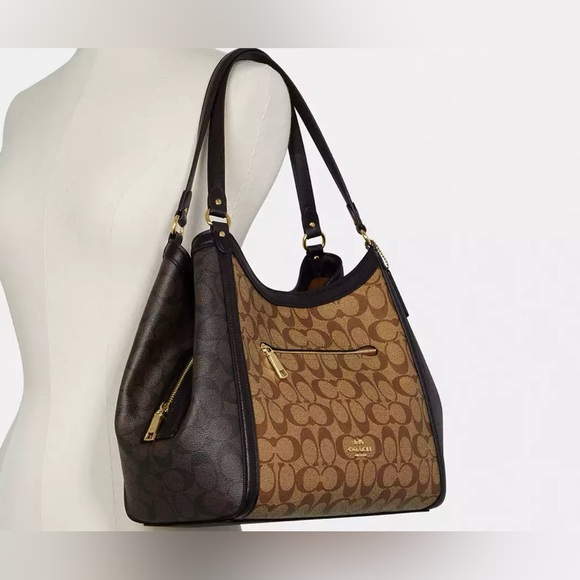 NEW COACH Kristy Shoulder Bag In Blocked Signature Canvas - Picture 4 of 8